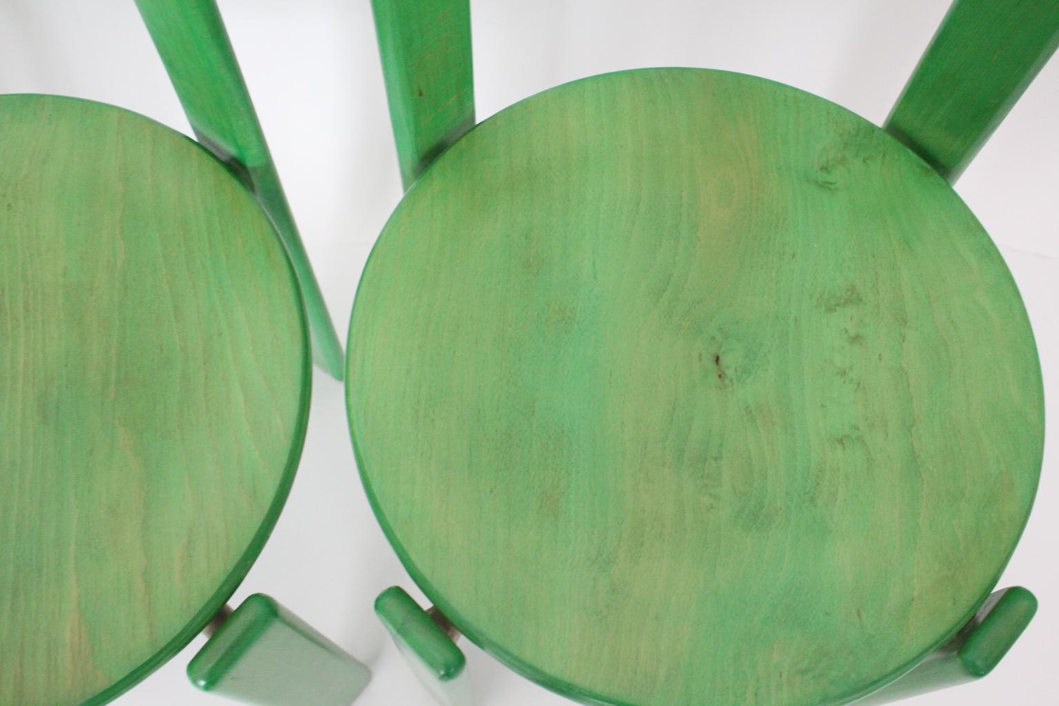 Mid-Century Modern Vintage Green Beech Dining Chairs Bruno Rey 1970s Set of Six 4