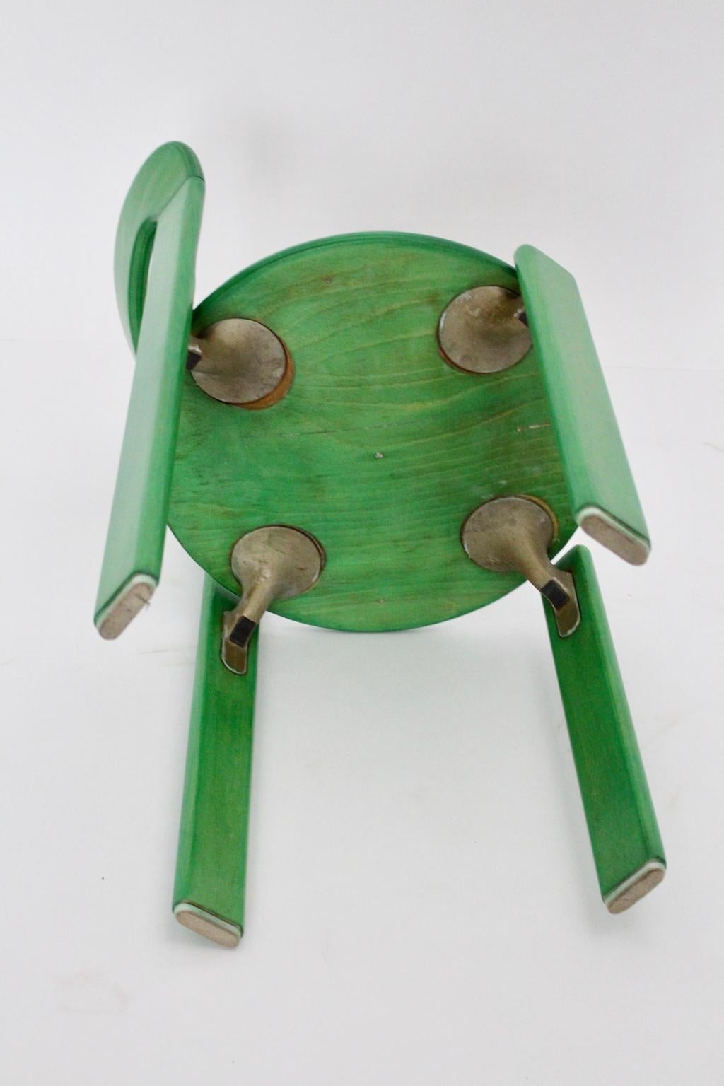 Mid-Century Modern Vintage Green Beech Dining Chairs Bruno Rey 1970s Set of Six 8