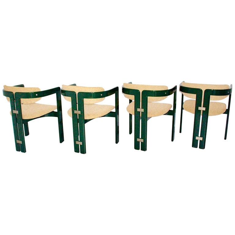 MidCentury Modern Vintage Green Dining Chairs Pamplona Augusto Savini