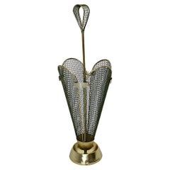 Mid-Century Modern Vintage Green Metal Mesh Umbrella Stand 1950s Germany