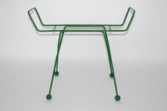 Mid Century Modern Vintage Green Metal Wood Luggage Rack 1950 France