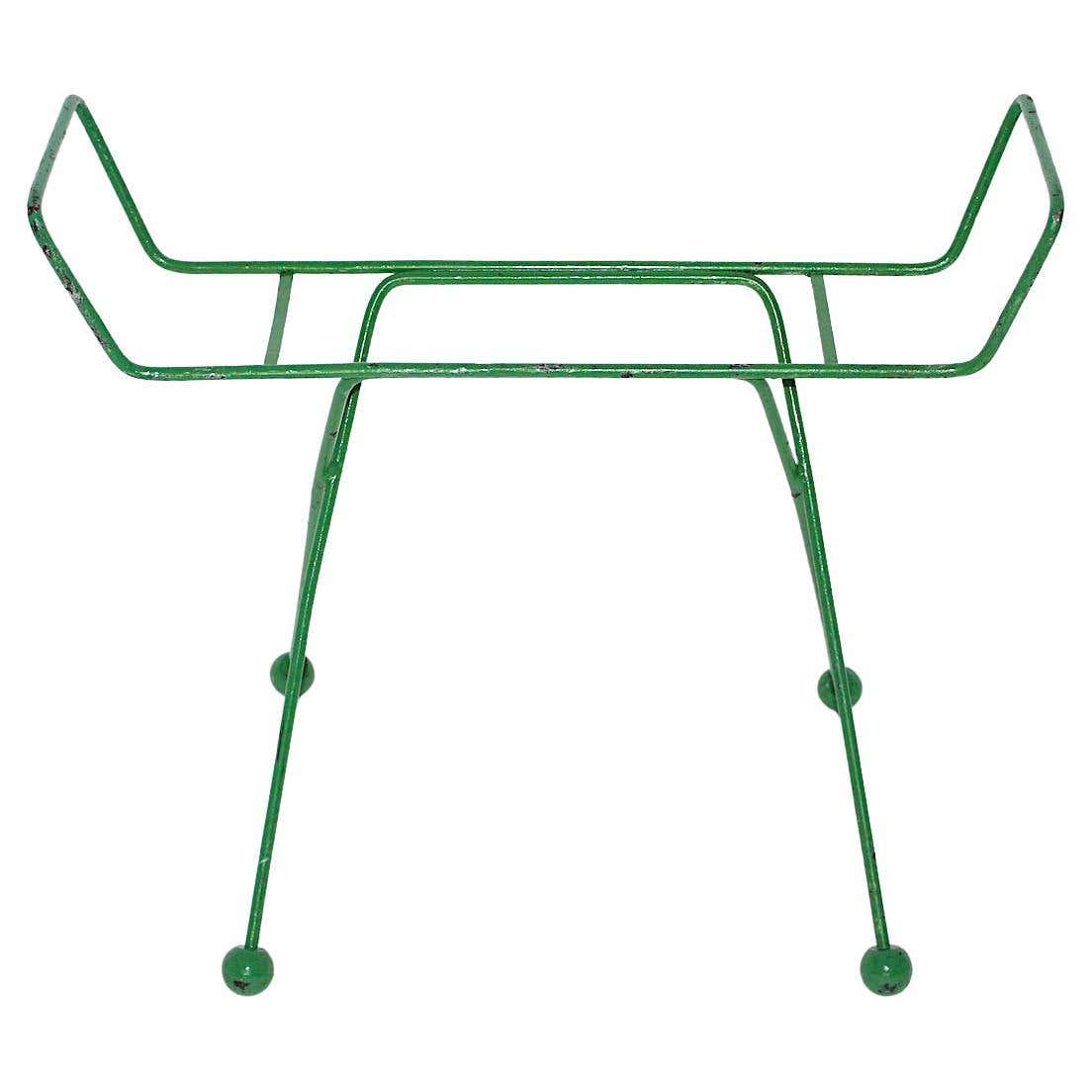 Green Metal Rack Mid Century Modern Vintage Green Metal Wood Luggage Rack 1950 France ...