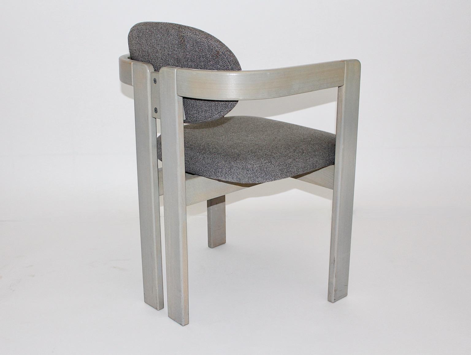 Mid-Century Modern Vintage Grey Ten Beech Dining Chairs or Armchairs 1970s Italy 14