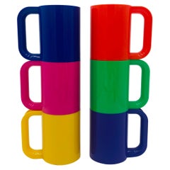 Juego de 6 tazas Vintage Heller Massimo Vignelli de mediados de siglo moderno