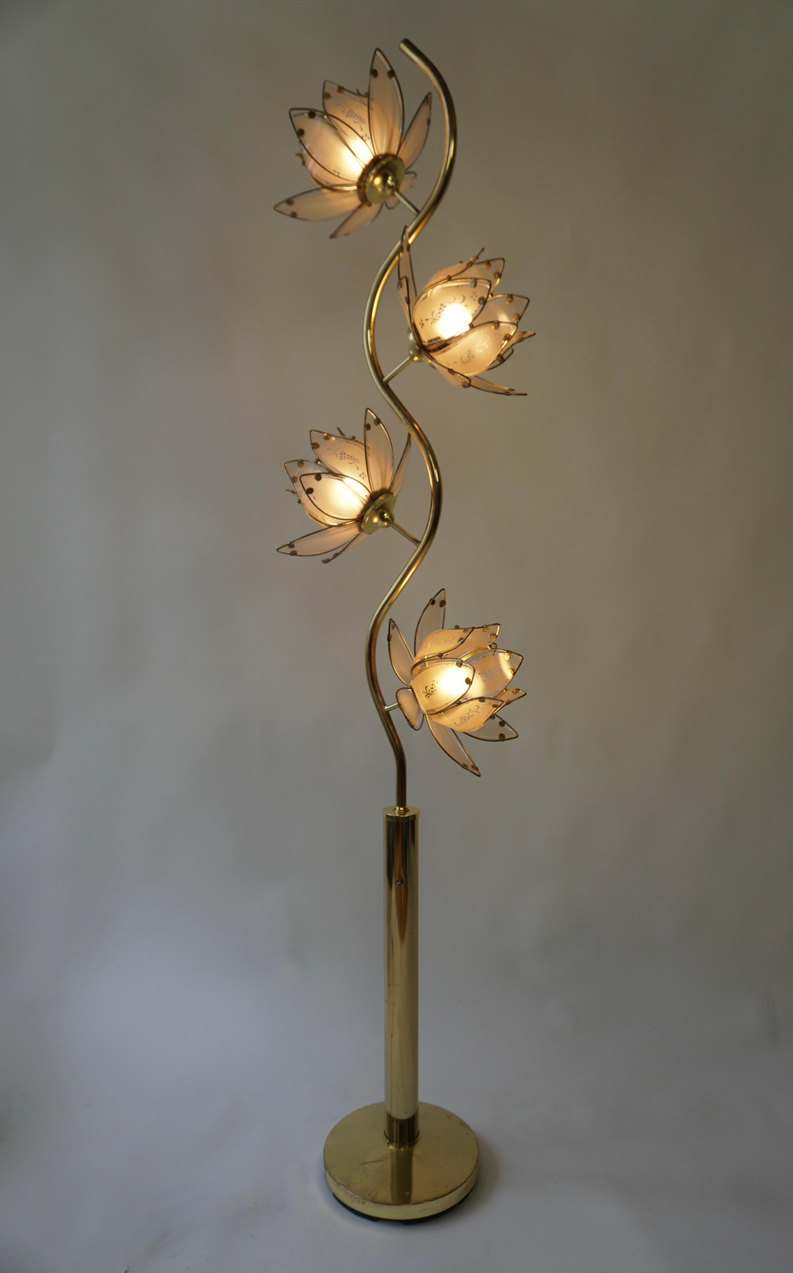 hollywood regency lotus lamp
