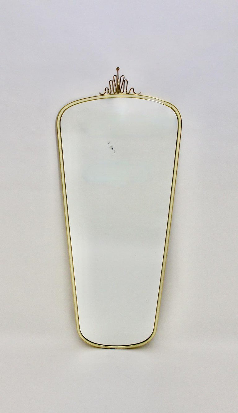 Mid Century Modern Vintage Huge Oval Brass Floor Mirror Full Length