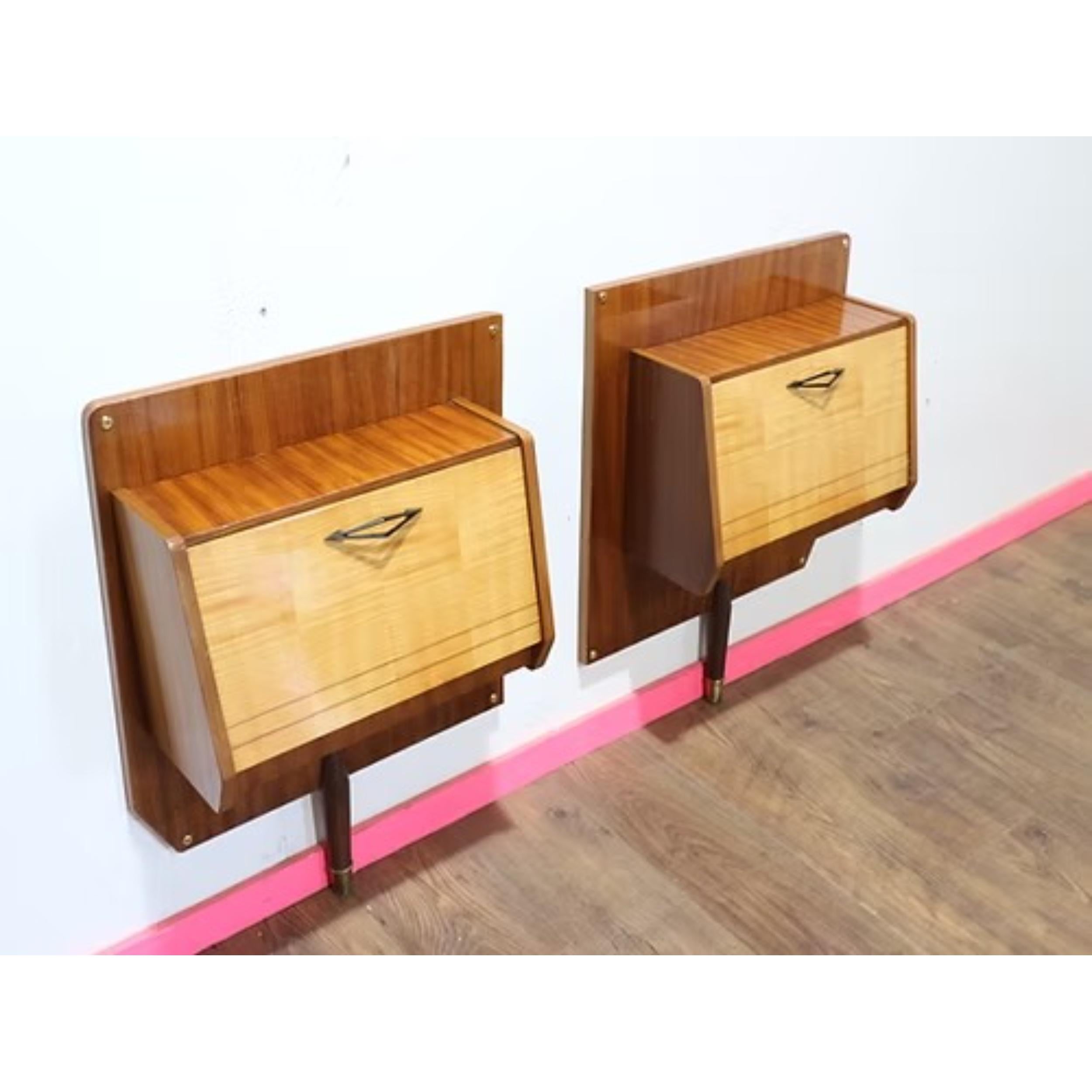 Mid-Century Modern Mid Century Modern Vintage Italian Bedside Wall Mounted Night Stands End Tables en vente