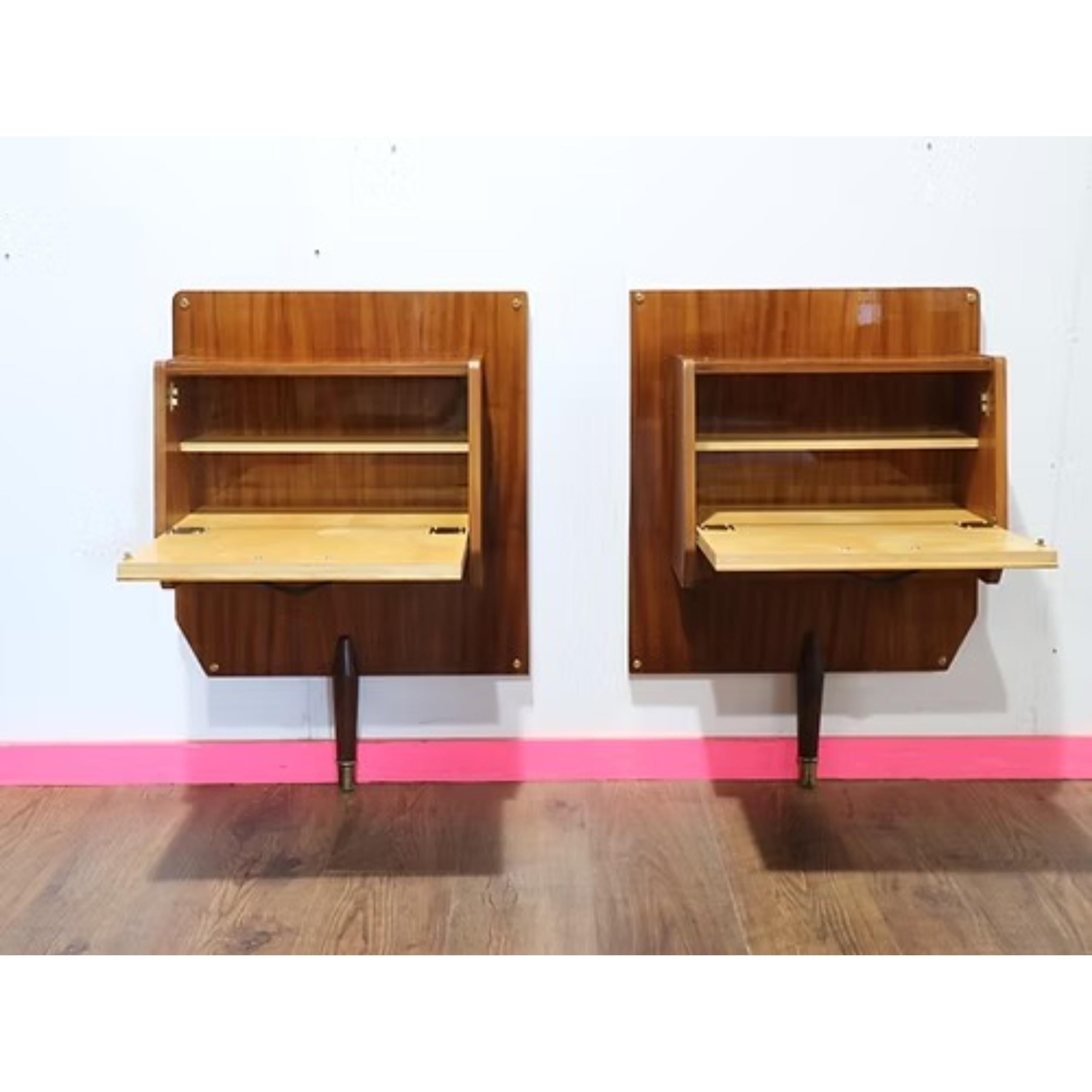 Teck Mid Century Modern Vintage Italian Bedside Wall Mounted Night Stands End Tables en vente