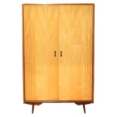 Mid Century Modern Vintage Italian Gentlemens Marino Maple Armoire Wardrobe