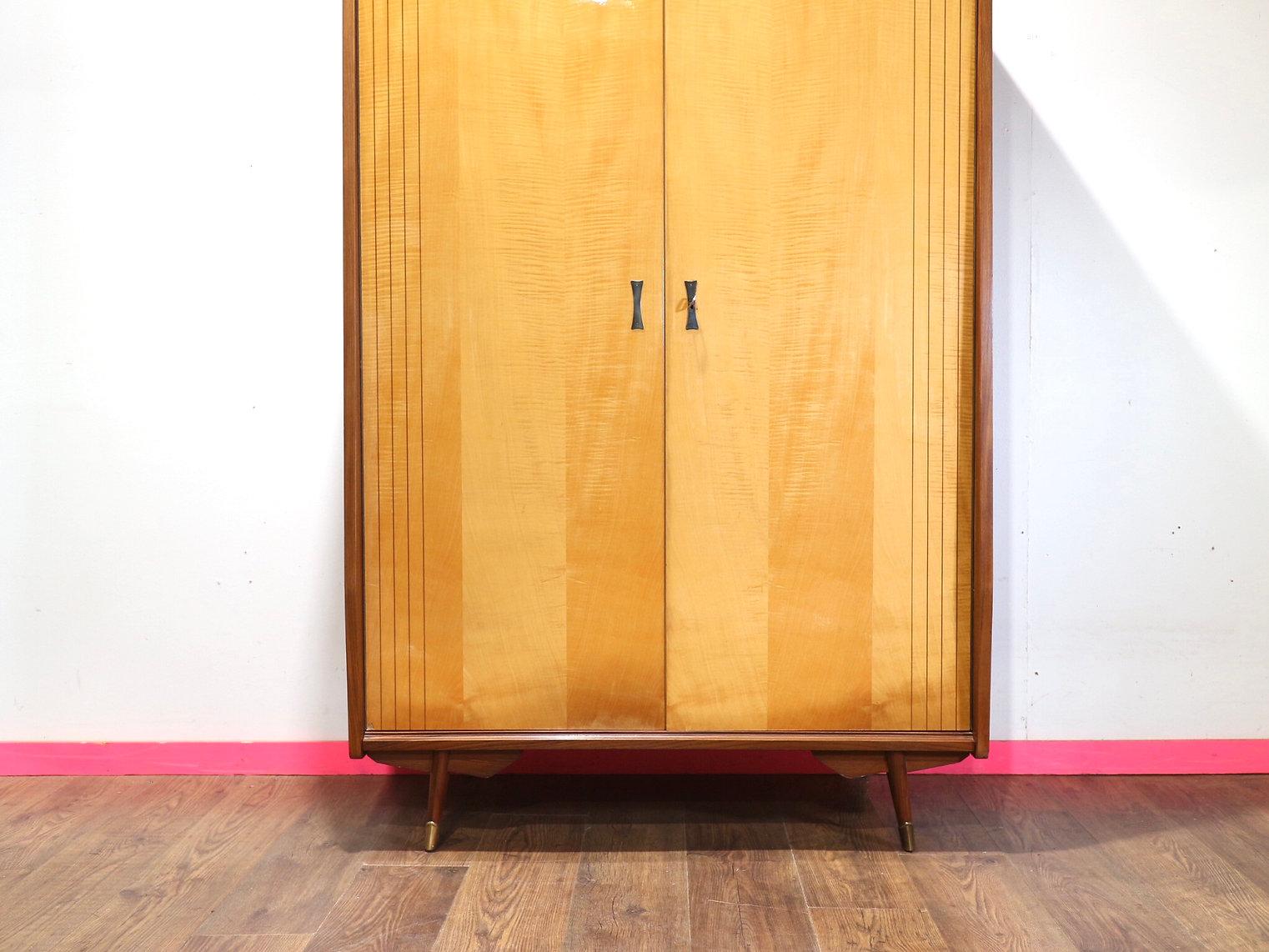 Mid Century Modern Vintage Italian Marino Maple Armoire Wardrobe Danish Style 3