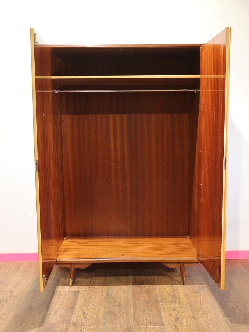 Teak Mid Century Modern Vintage Italian Marino Maple Armoire Wardrobe Danish Style