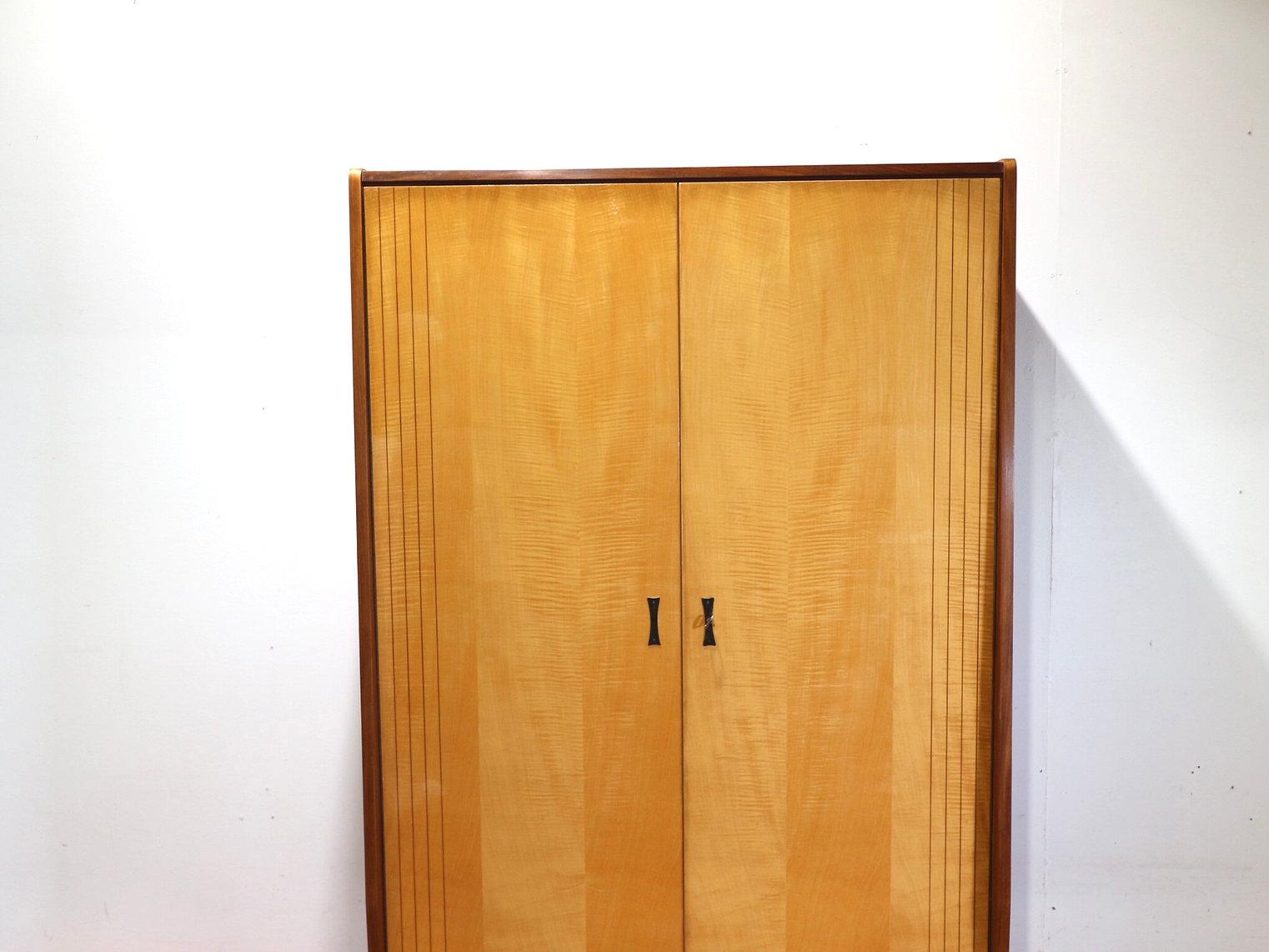 Mid Century Modern Vintage Italian Marino Maple Armoire Wardrobe Danish Style 2
