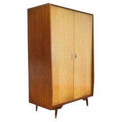Mid Century Modern Vintage Italian Marino Maple Armoire Wardrobe Danish Style