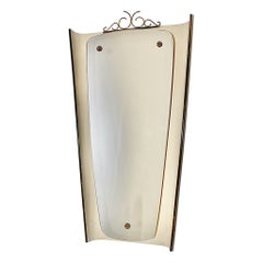 Mid Century Modern Vintage Ivory Metal Brass Backlit Wall Mirror 1950s Germany