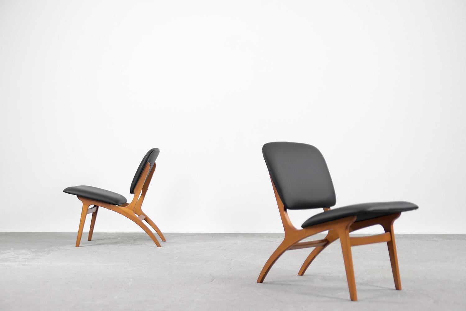 Pair of Mid-Century Modern Vintage Jylland Beech Wood Chairs from Jio Möbler In Good Condition For Sale In Warszawa, Mazowieckie