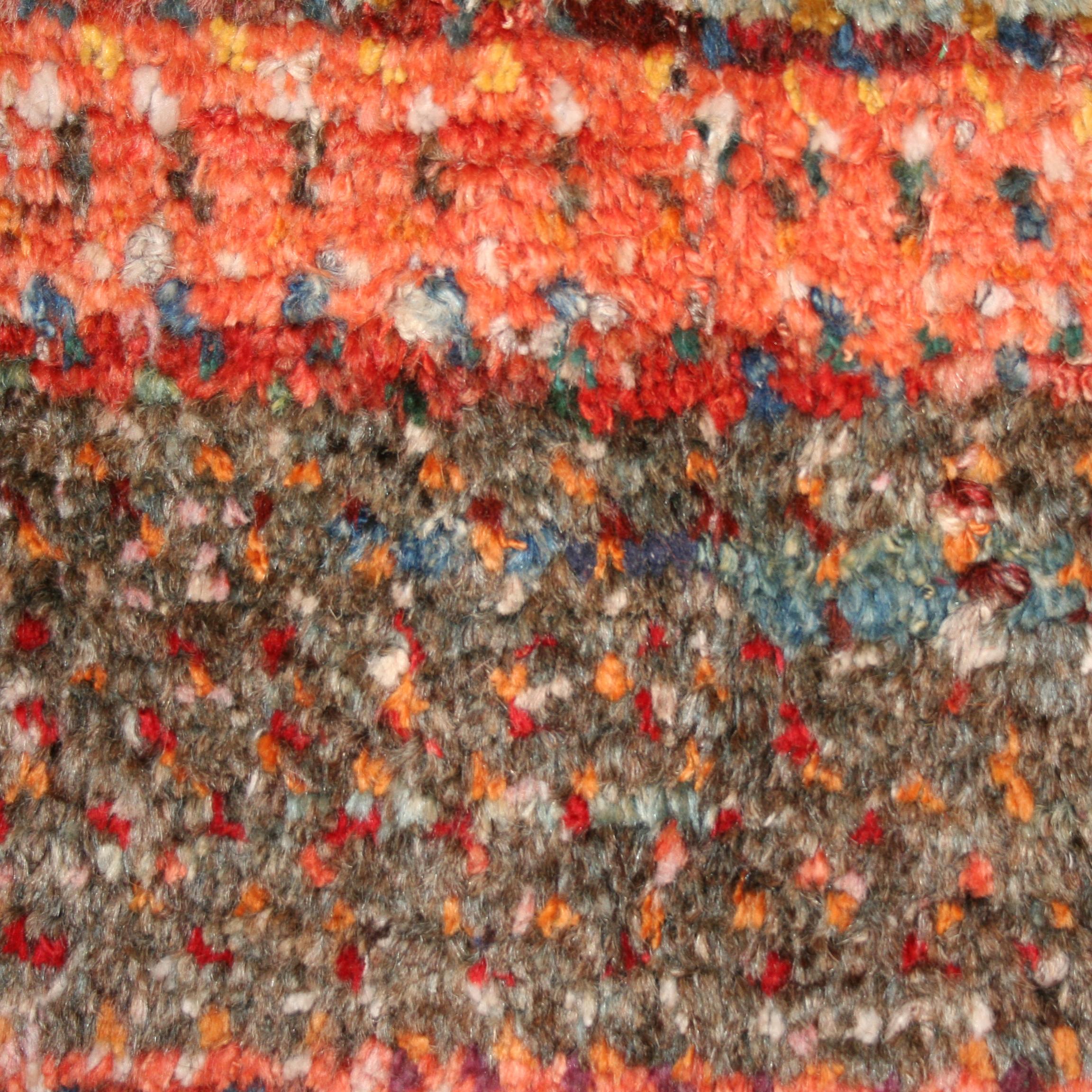 Hand-Knotted Mid-Century Modern Vintage Kurdish Tulu with Dotted Polychrome Background For Sale