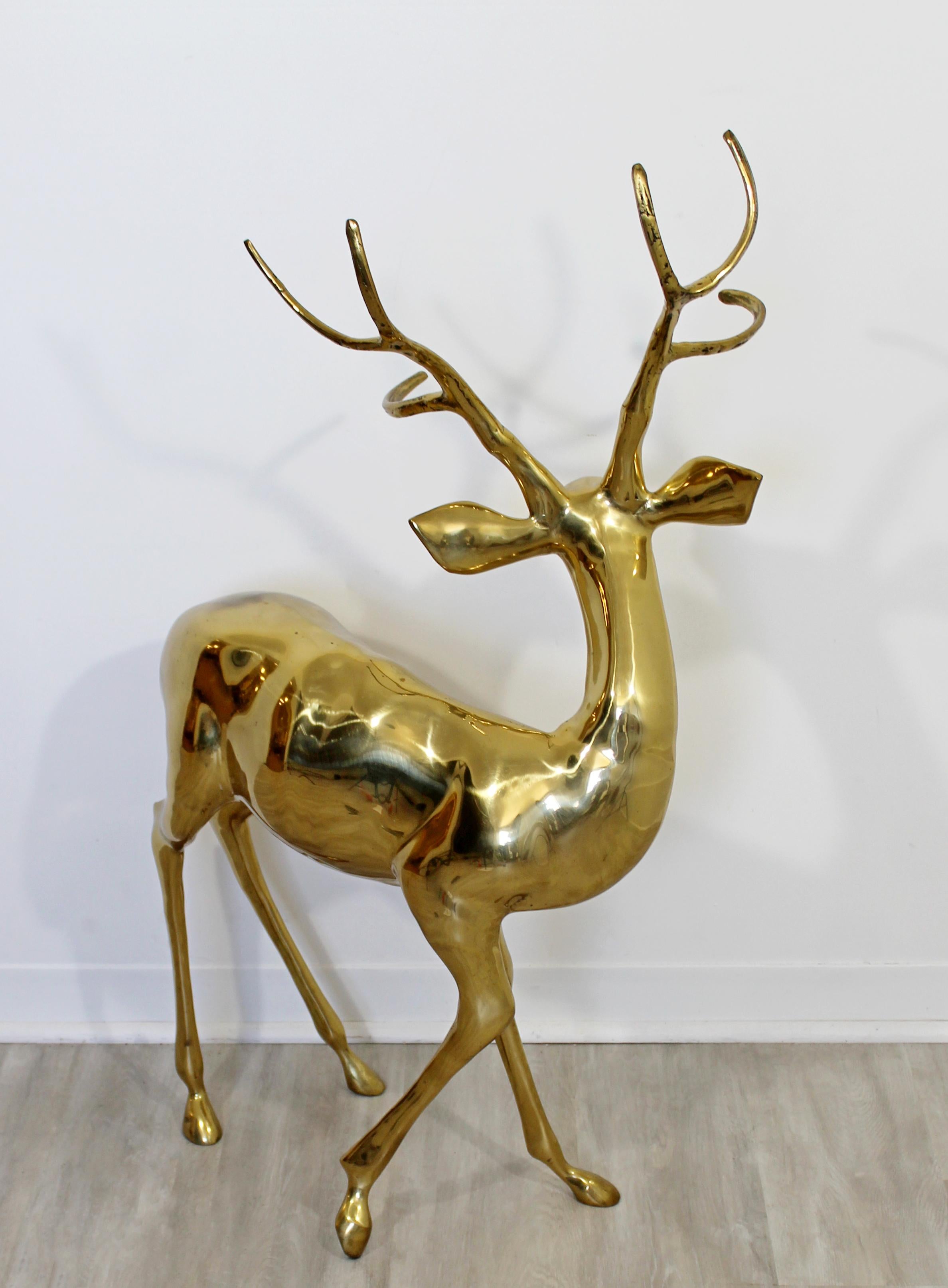 Mid-Century Modern Vintage Large Decorative Brass Deer Stag Floor Sculpture 3