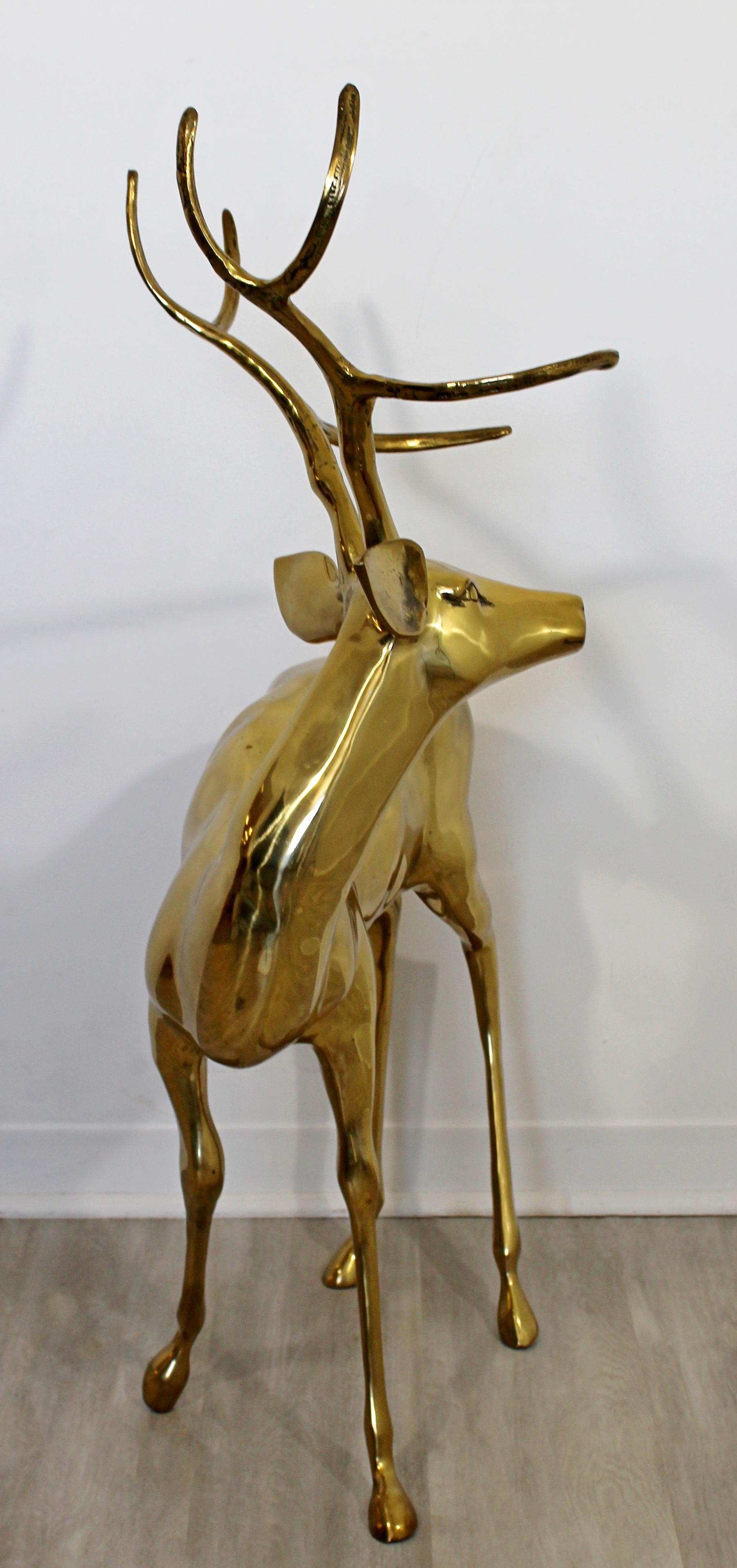Mid-Century Modern Vintage Large Decorative Brass Deer Stag Floor Sculpture 4