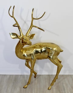 Mid-Century Modern Vintage Large Decorative Brass Deer Stag Floor Sculpture
