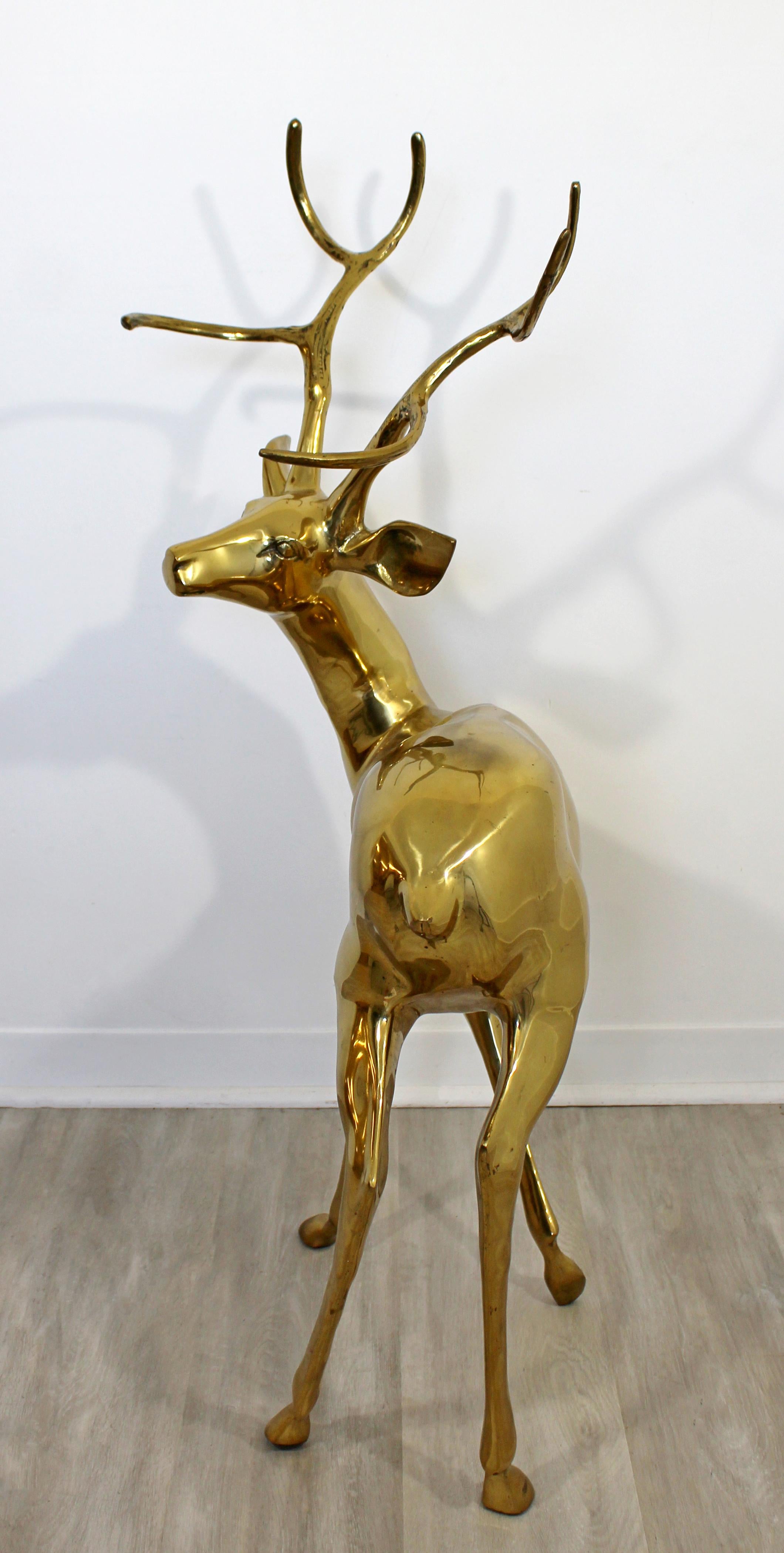 Mid-20th Century Mid-Century Modern Vintage Large Decorative Brass Deer Stag Floor Sculpture