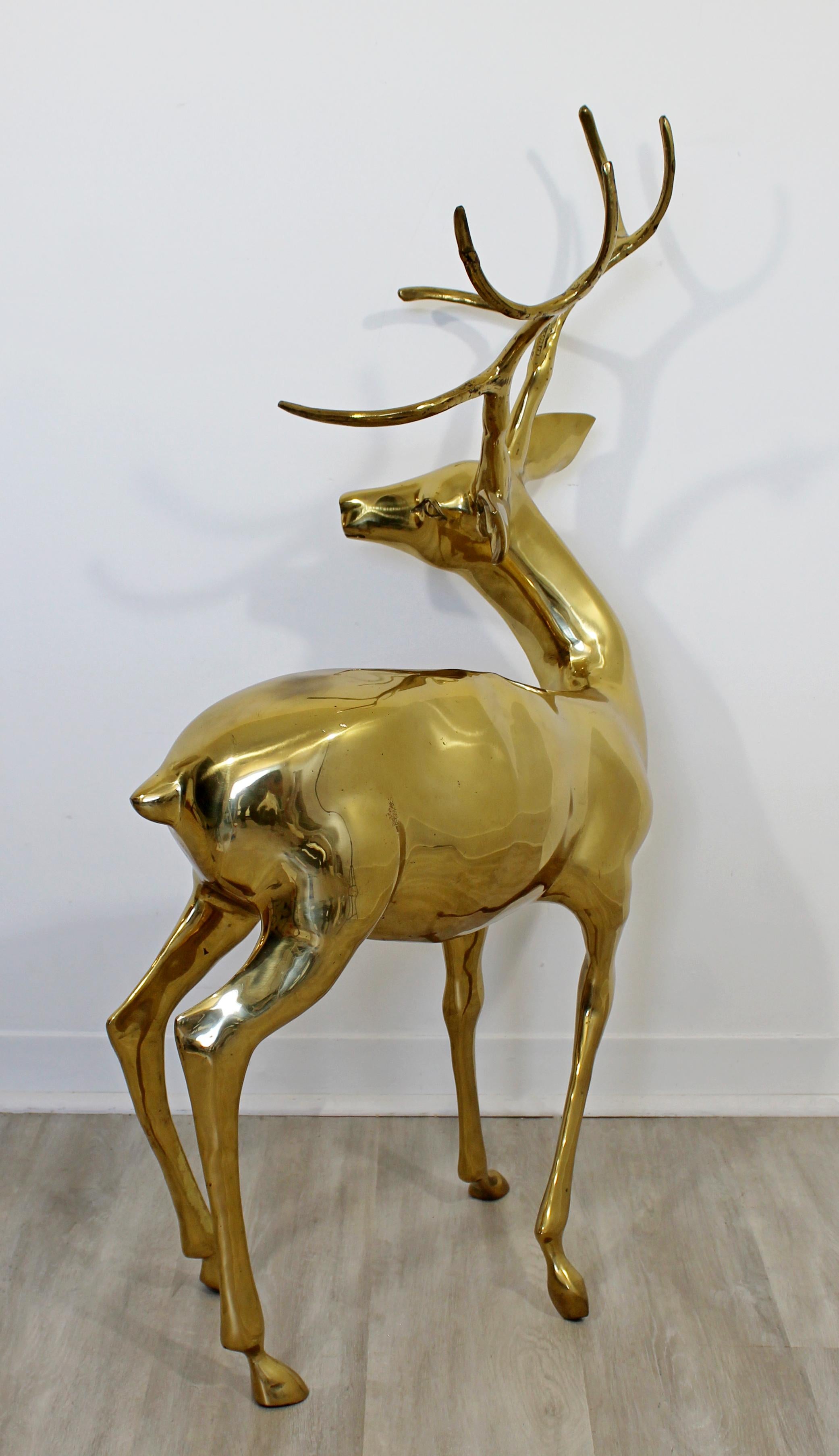 Mid-Century Modern Vintage Large Decorative Brass Deer Stag Floor Sculpture 1
