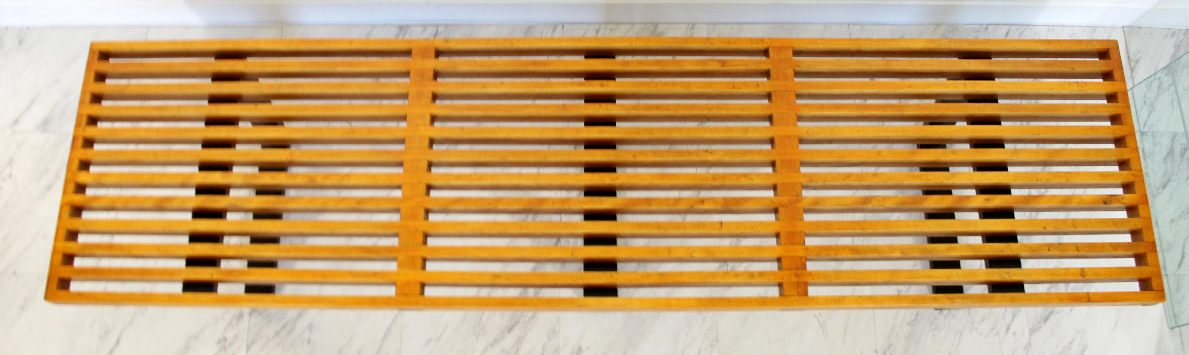 Lacquered Mid-Century Modern Vintage Large Slat Bench George Nelson Herman Miller, 1950s