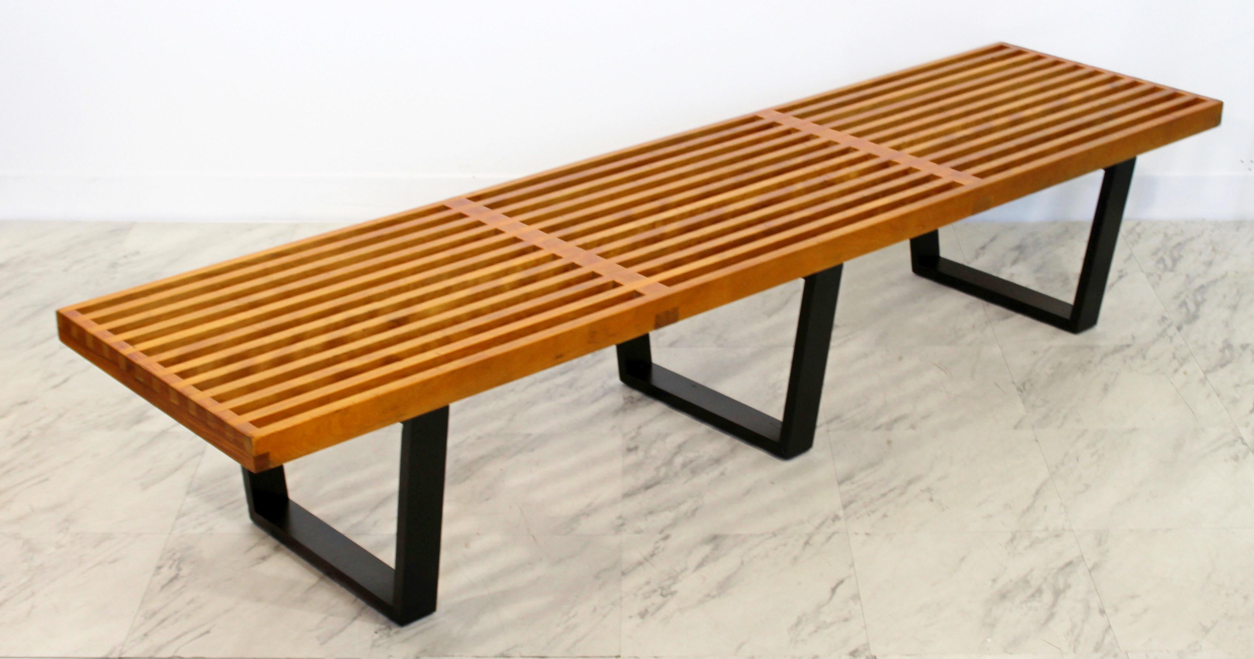 Mid-Century Modern Vintage Large Slat Bench George Nelson Herman Miller, 1950s In Good Condition In Keego Harbor, MI