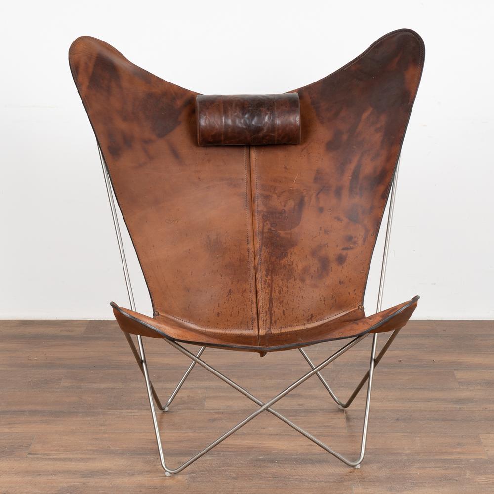 Danish Mid-Century Modern Vintage Leather Butterfly Chair by Ox Denmark, circa 1970-80