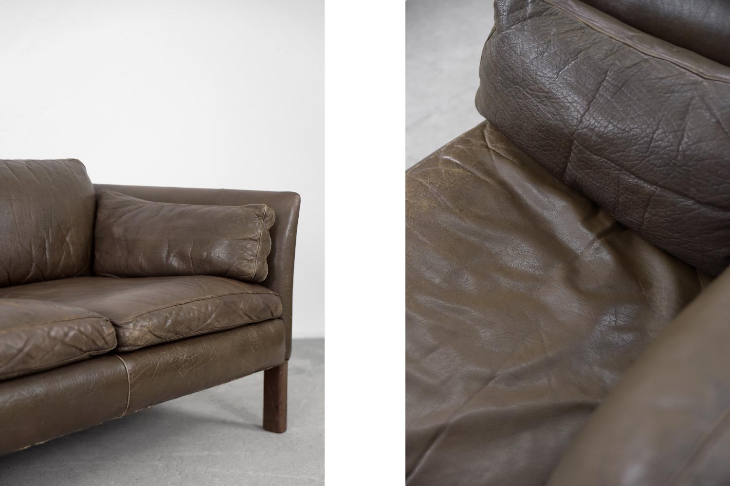 Vintage Mid-Century Modern Swedish Leather Cromwell Sofa by Arne Norell, 1960s For Sale 2