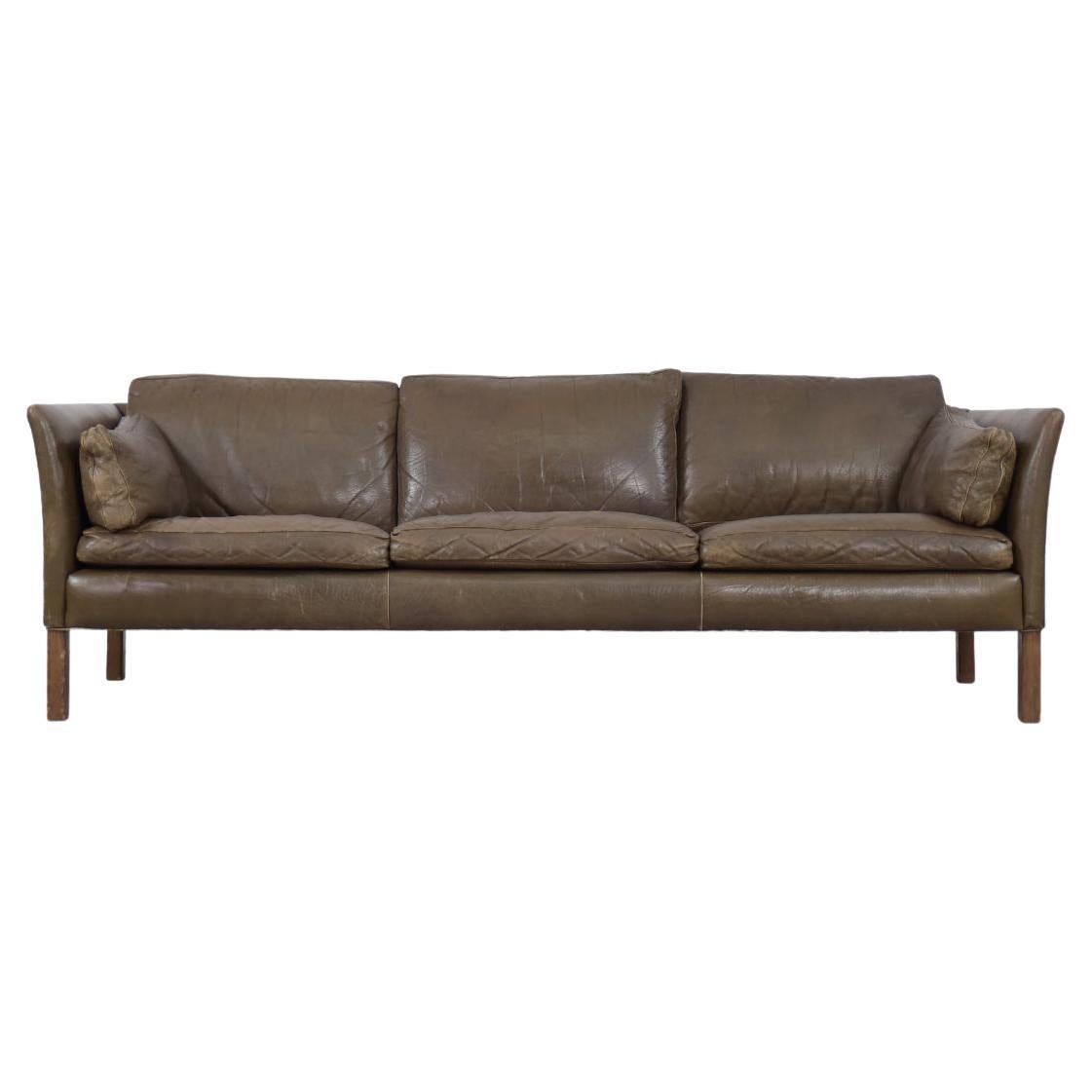 Vintage Mid-Century Modern Swedish Leather Cromwell Sofa by Arne Norell, 1960s