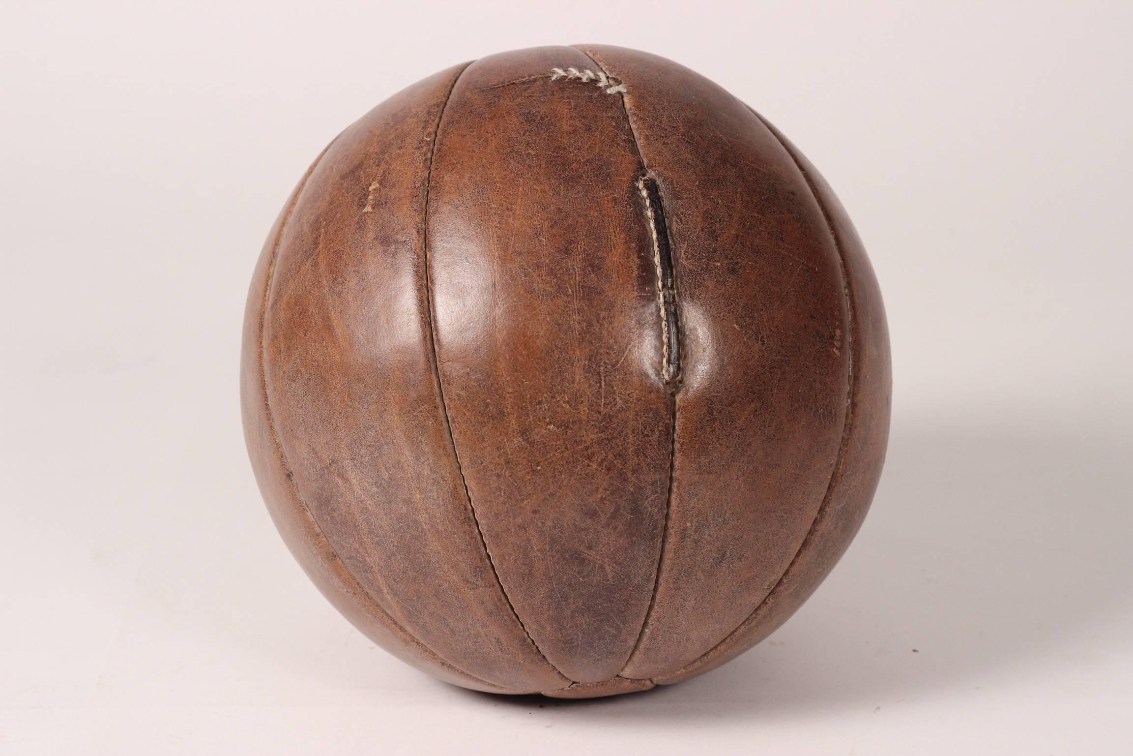 Mid-Century Modern Vintage Leather Medicine Ball For Sale 1