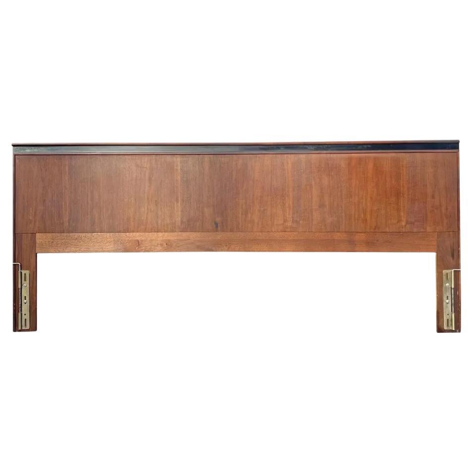 Mid Century Modern Vintage Low King Headboard Walnut With Black Accent