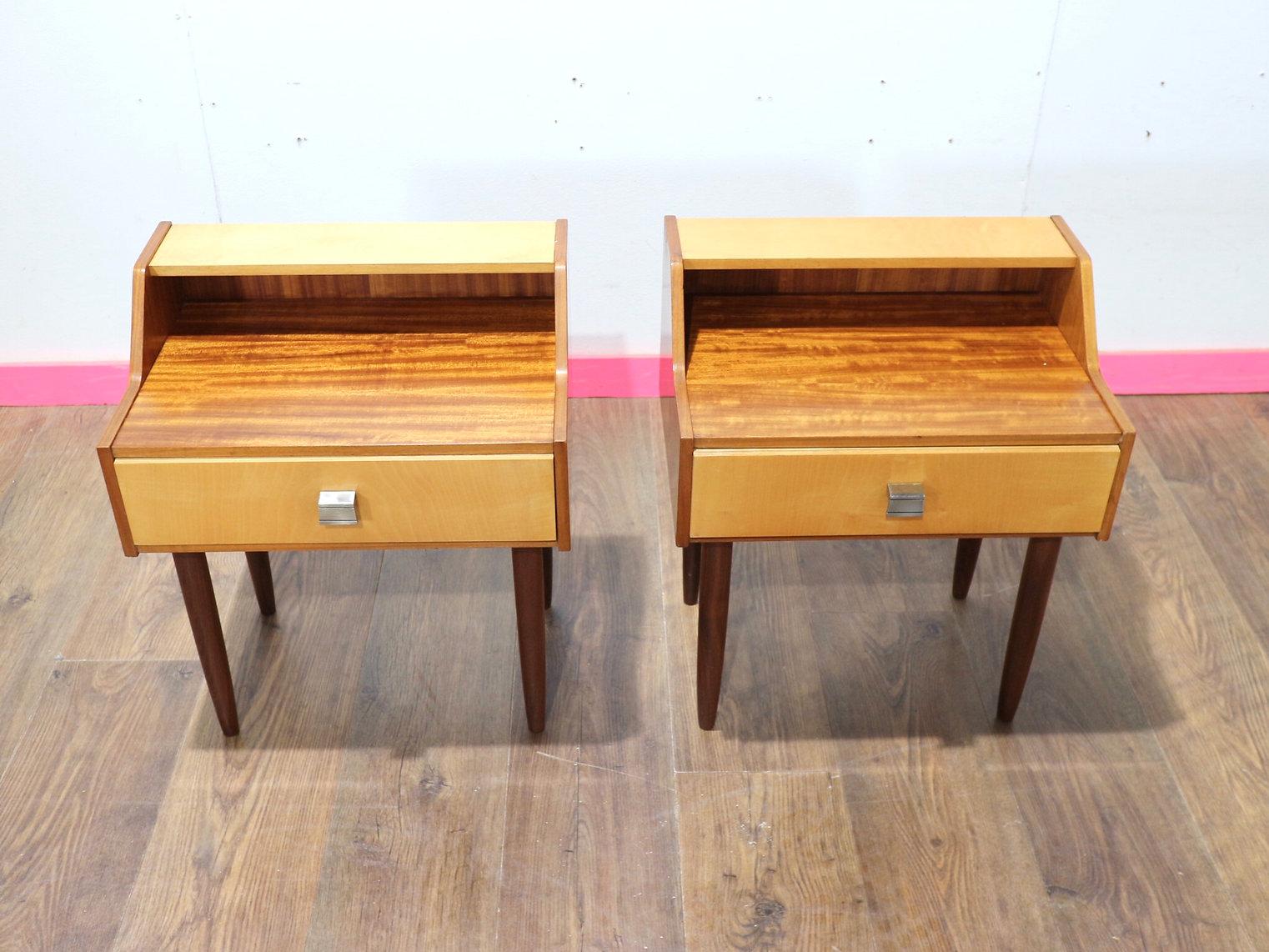 Tavolini da letto italiani in acero vintage del Mid Century Modern di Marino 2
