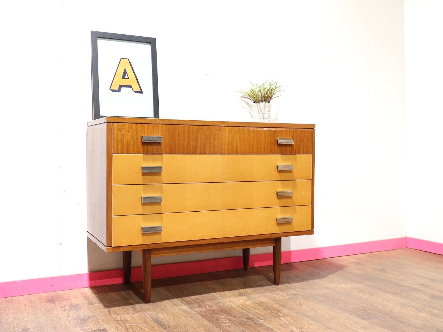 Mid Century Modern Vintage Maple Italian Dresser Drawers by Marino Danish Style In Good Condition In Los Angeles, CA