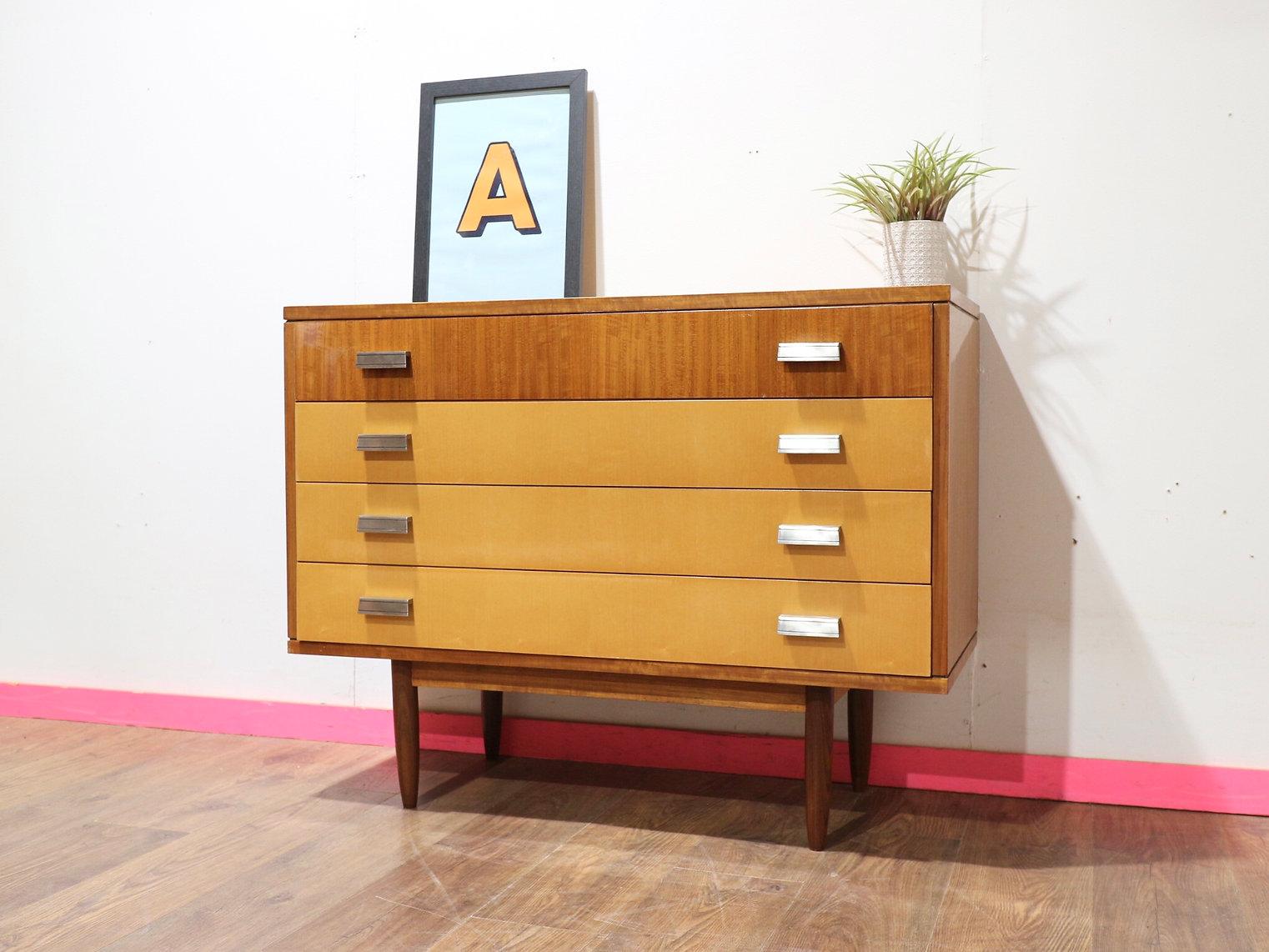 20th Century Mid Century Modern Vintage Maple Italian Dresser Drawers by Marino Danish Style