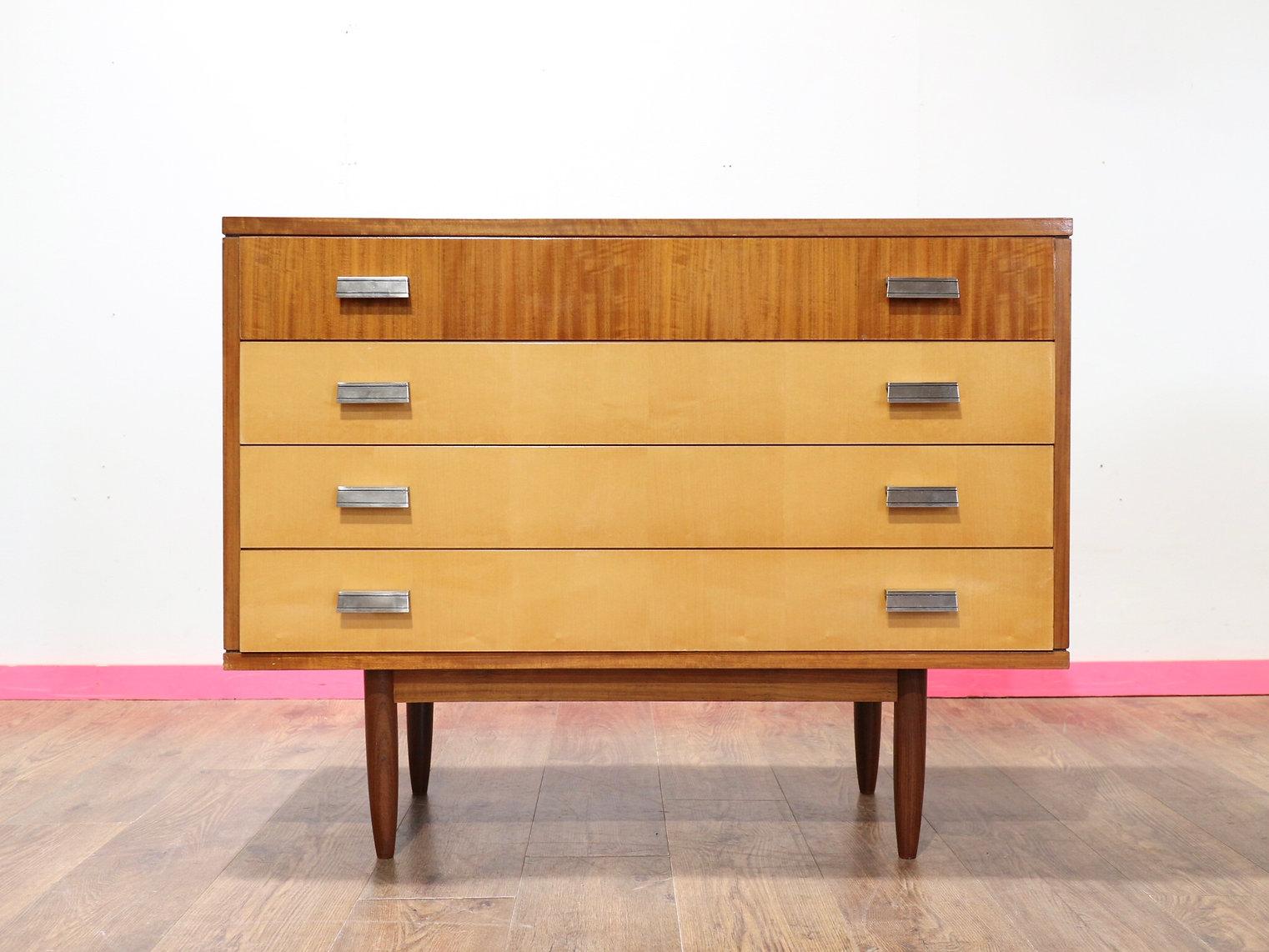 Mid Century Modern Vintage Maple Italian Dresser Drawers by Marino Danish Style 2