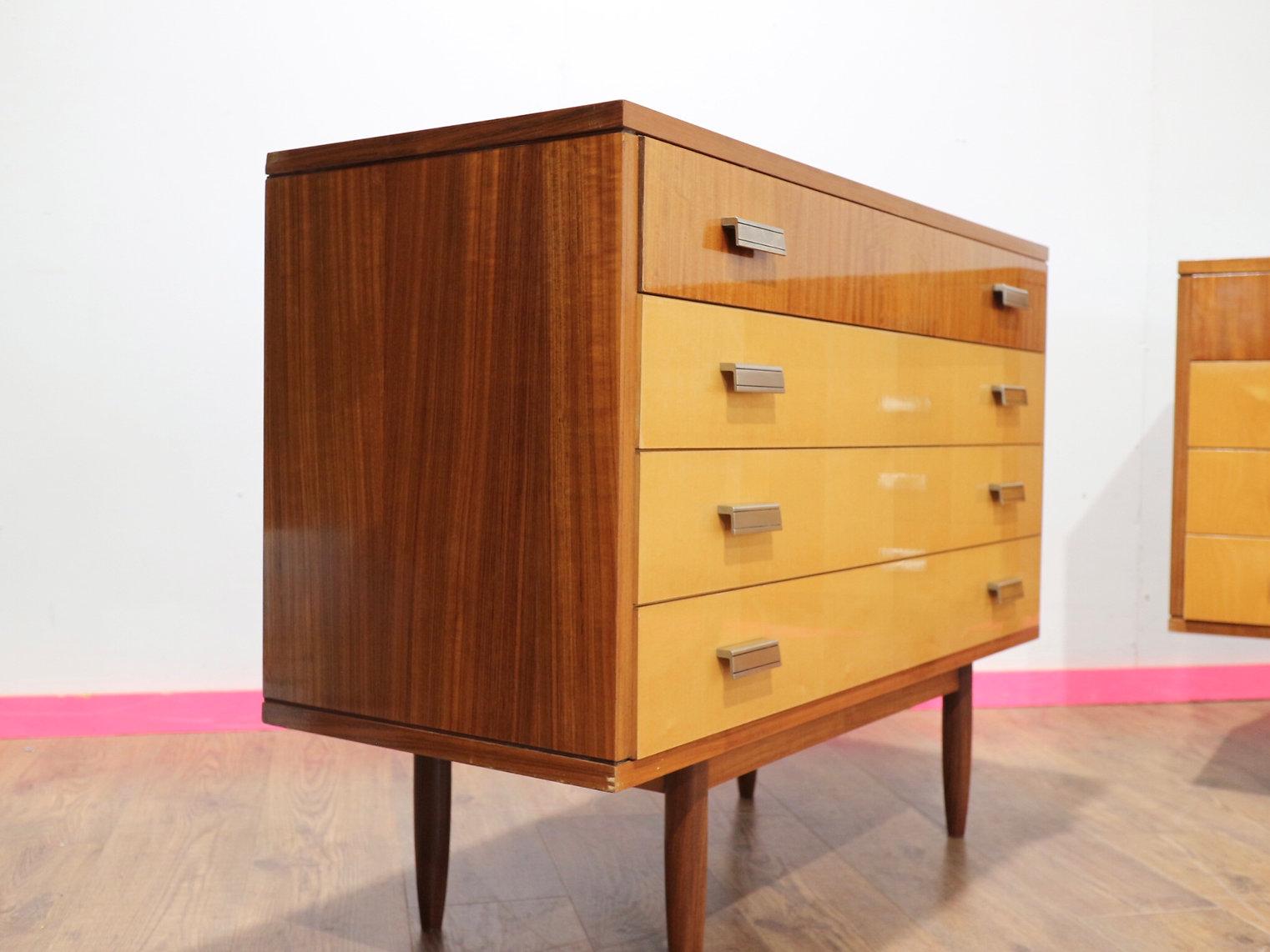Mid Century Modern Vintage Maple Italian Dresser Drawers by Marino x 2 3