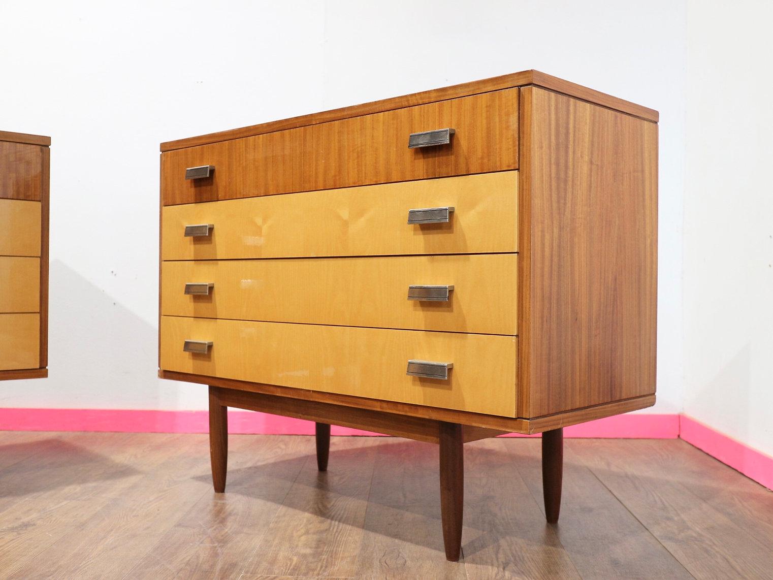 Mid Century Modern Vintage Maple Italian Dresser Drawers by Marino x 2 4