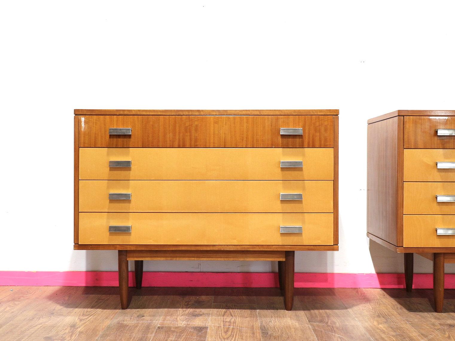 British Mid Century Modern Vintage Maple Italian Dresser Drawers by Marino x 2