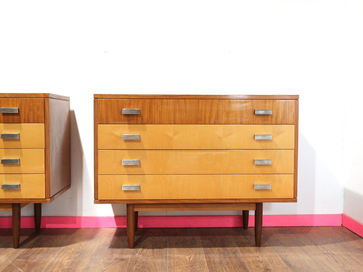 Mid Century Modern Vintage Maple Italian Dresser Drawers by Marino x 2 In Good Condition In Los Angeles, CA