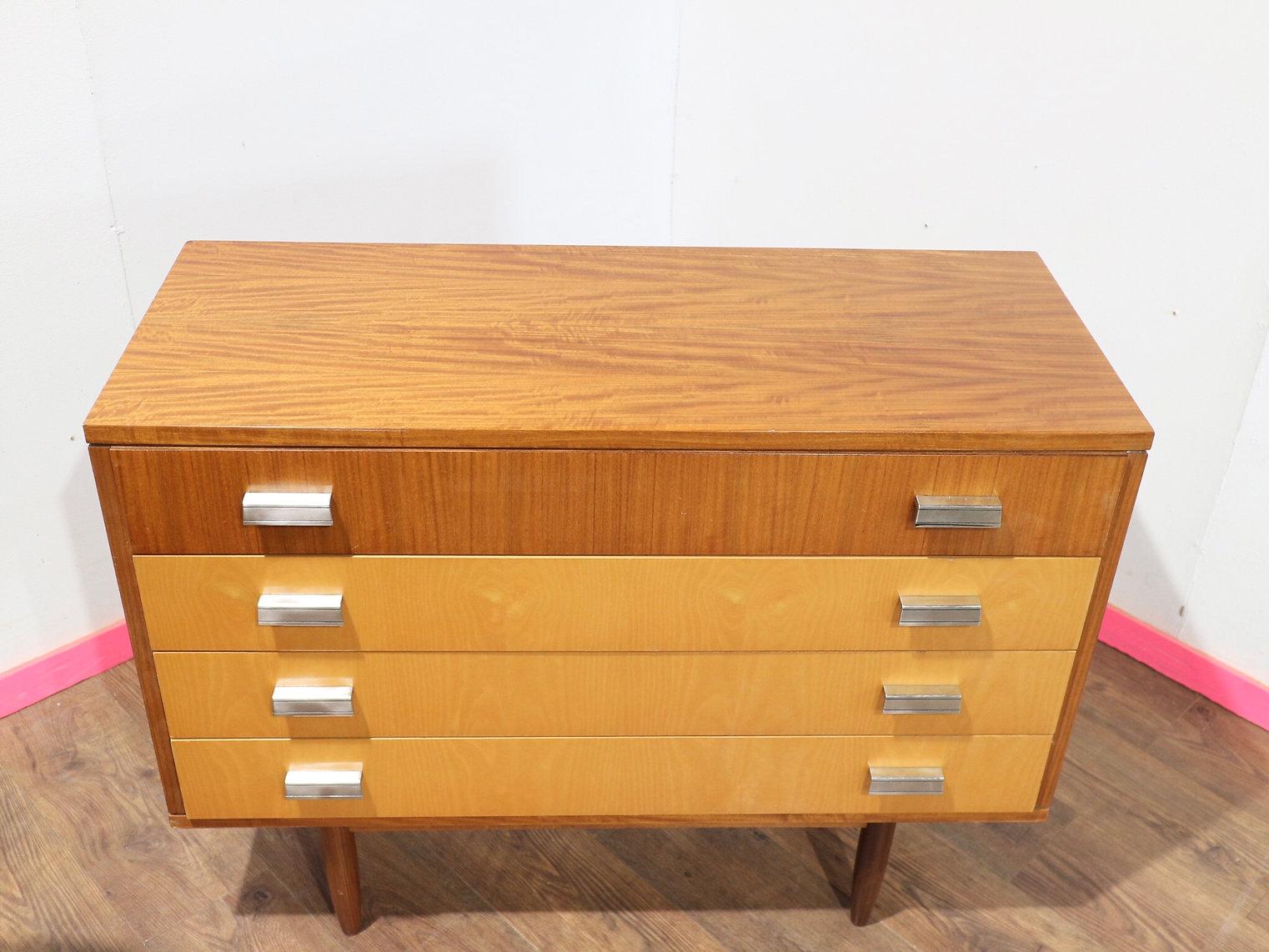 20th Century Mid Century Modern Vintage Maple Italian Dresser Drawers by Marino x 2