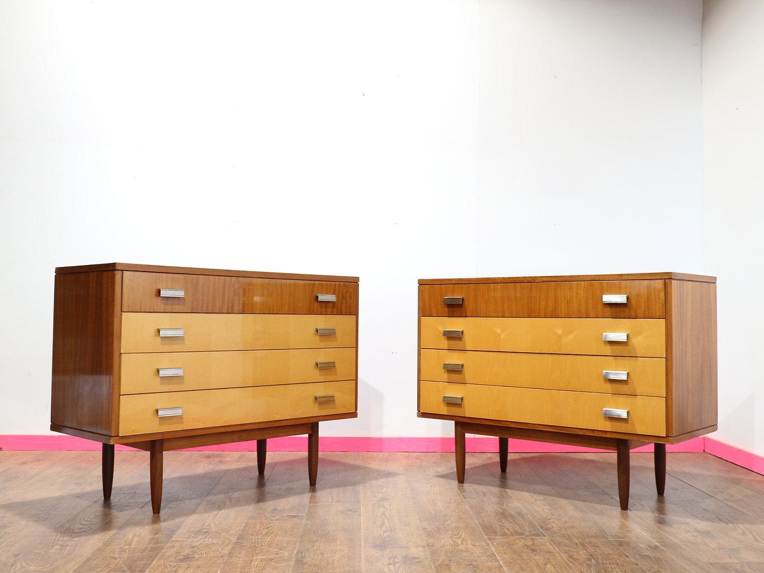 Mid Century Modern Vintage Maple Italian Dresser Drawers by Marino x 2 1