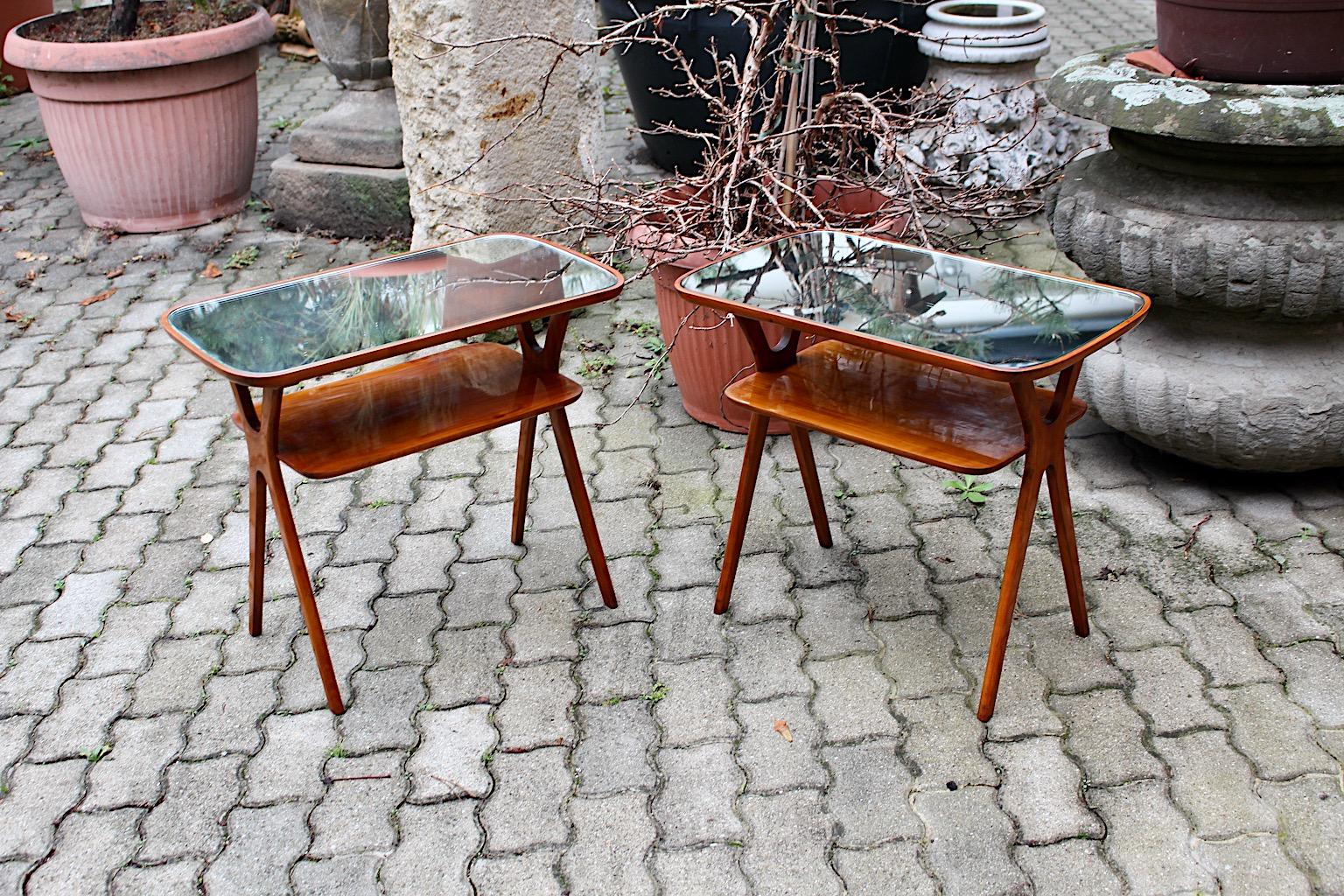 Italian Mid-Century Modern Vintage Maple Side Tables Nightstands Ico Parisi Italy 1950s