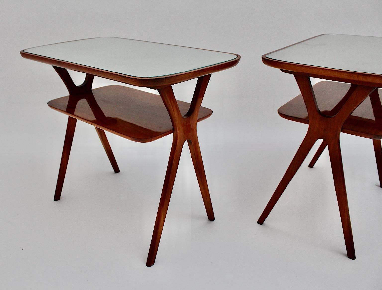 Mid-Century Modern Vintage Maple Side Tables Nightstands Ico Parisi Italy 1950s 1