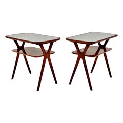Mid-Century Modern Vintage Maple Side Tables Nightstands Ico Parisi Italy 1950s