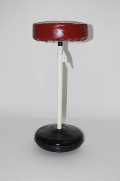 Mid-Century Modern Vintage Metal and Faux Leather Rocking Stool, Austria, 1950s