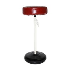 Mid-Century Modern Vintage Metal and Faux Leather Rocking Stool, Austria, 1950s