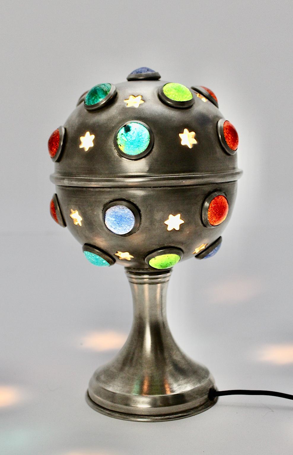 Mid-20th Century Mid-Century Modern Vintage Metal and Glass Sputnik Table Lamp, 1970s For Sale