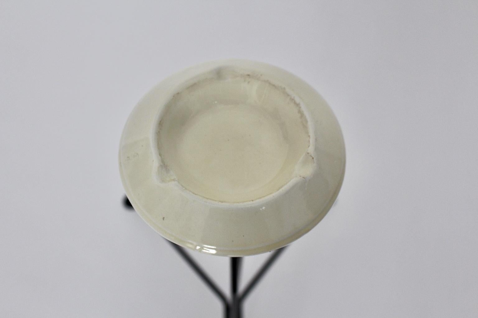 Mid-Century Modern Metal Ceramic Standing Ashtray Michel Buffet Attributed For Sale 9