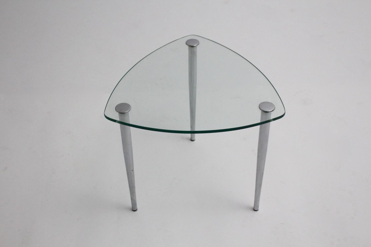 Italian Mid-Century Modern Vintage Metal Glass Side Table, 1960s, Italy